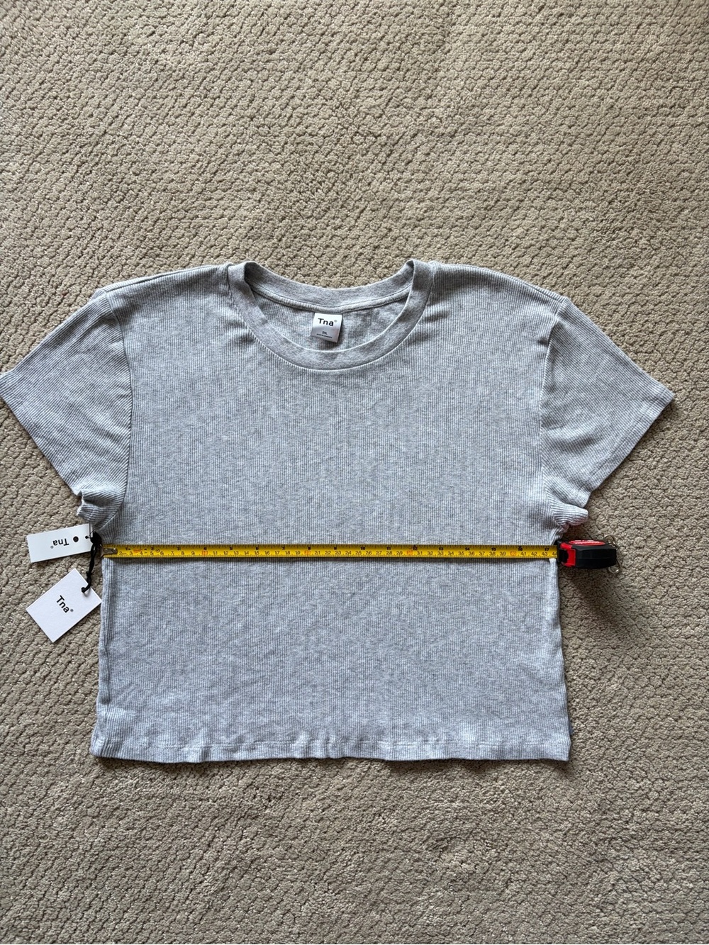 TNA Light Gray Ribbed Crop Tee